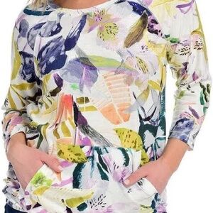 Christopher & Banks Allover Floral Tie Hem Top